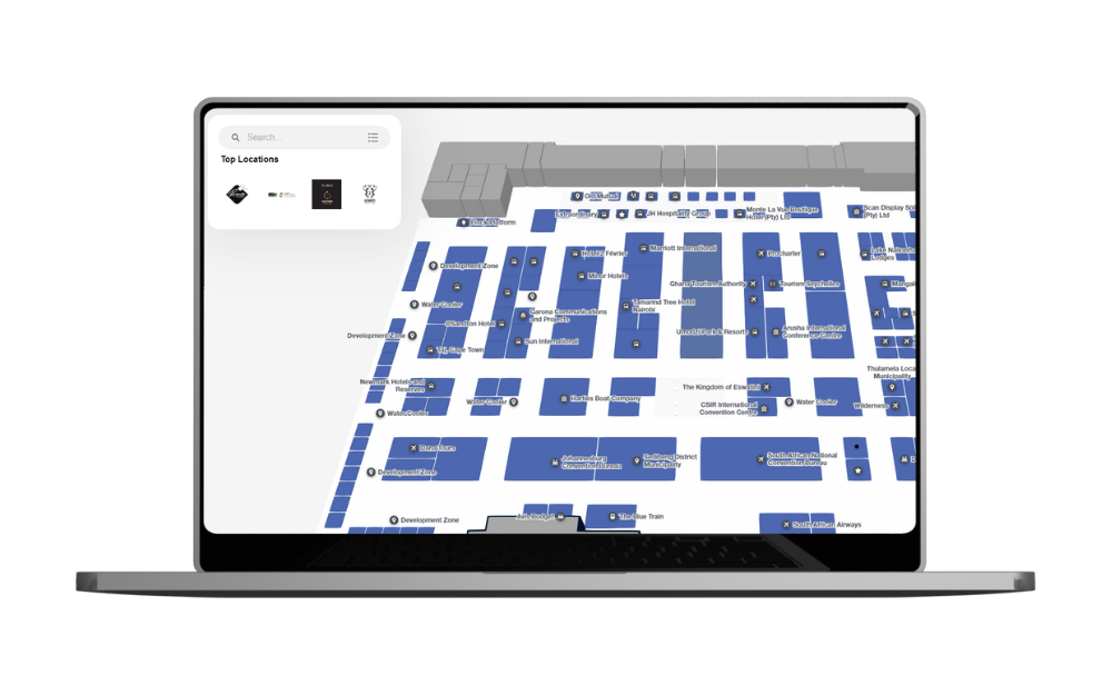 screenshot of the indoor navigation feature on a laptop screen